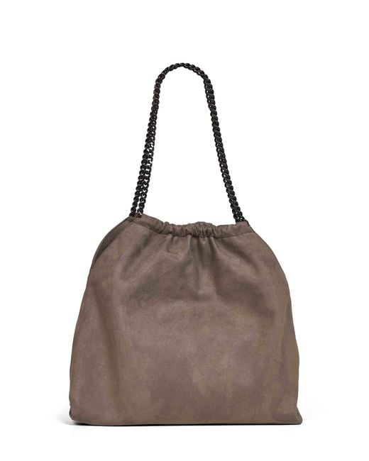 Stella McCartney Brown Dark Taupe Medium Falabella Drawstring Shoulder Bag