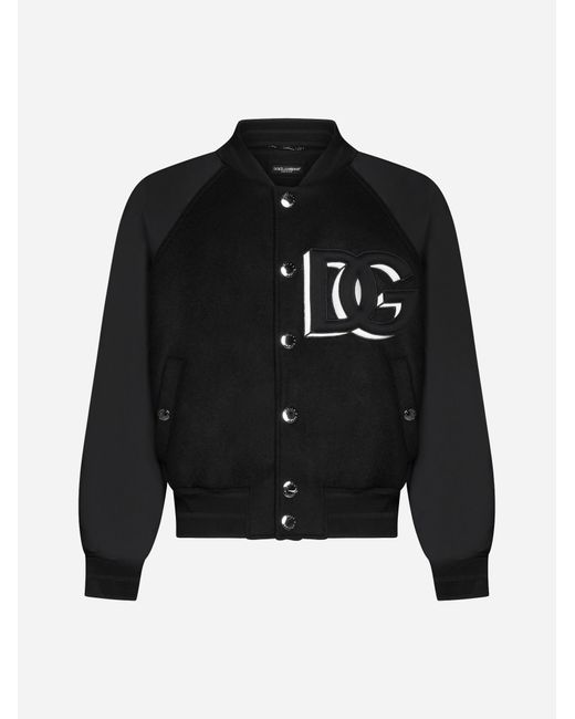Dolce & Gabbana Wool And Nylon Varsity Jacket in Black for Men | Lyst