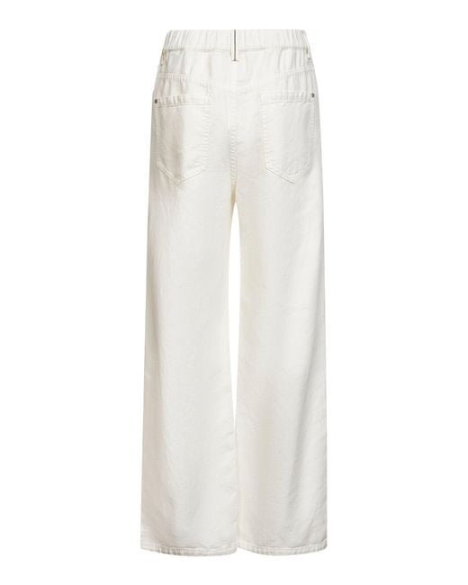 Brunello Cucinelli White Cotton And Linen Cover Contemporary Jeans With Monili