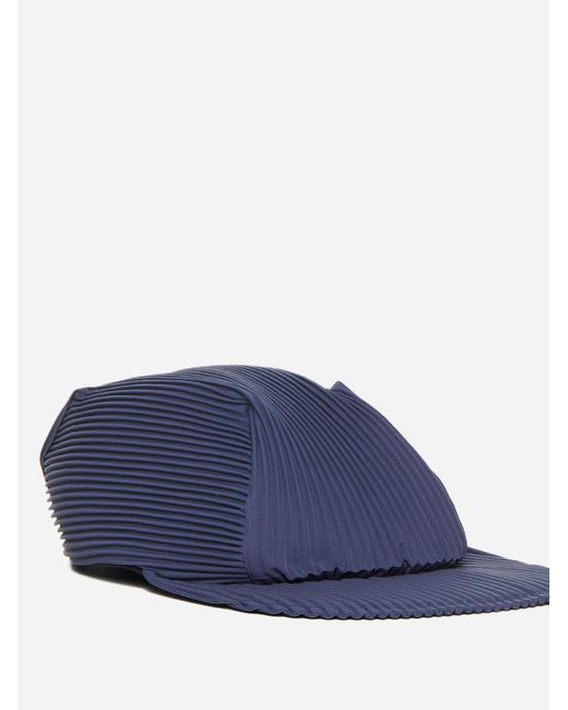 Homme Plissé Issey Miyake Blue Pleated Fabric Cap for men