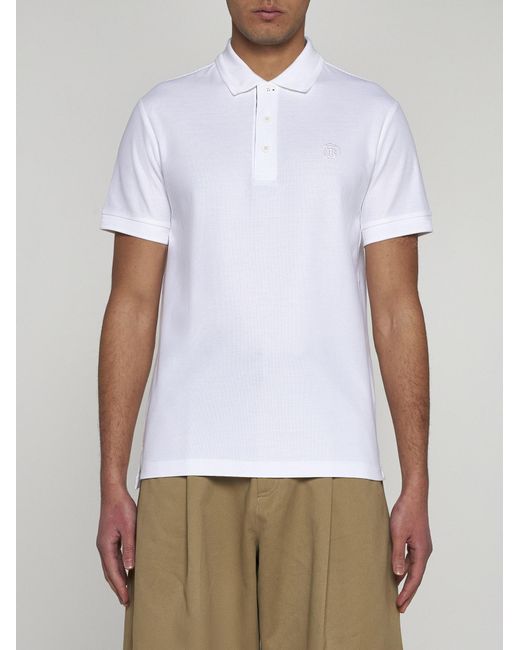 Burberry White Eddie Cotton Polo Shirt for men