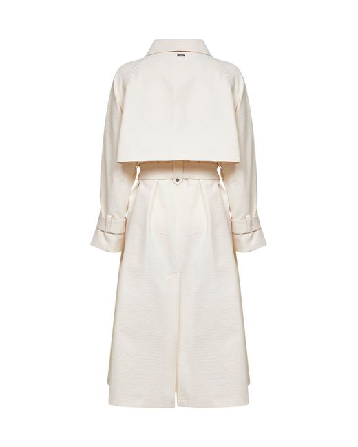 Herno White Fresh Crinkle Woven Belted Trench Coat