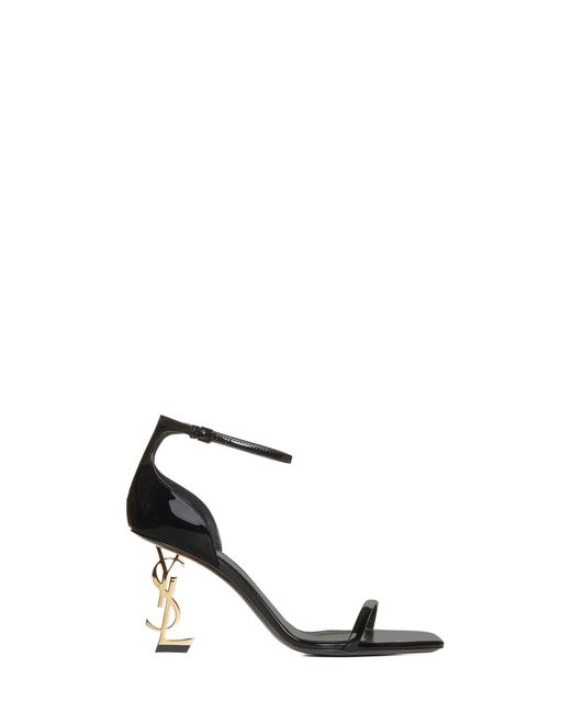 Saint Laurent White Opyum Ysl Patent Leather Sandals