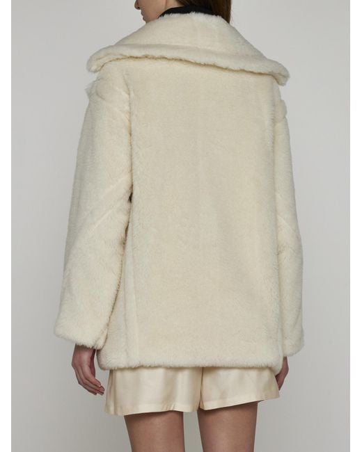 Max Mara White Espero Teddy Fabric Coat