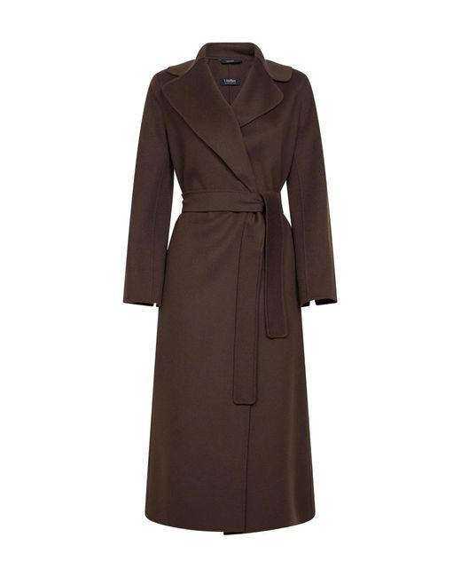 Max Mara Brown Chocolate Long Wrap Coat