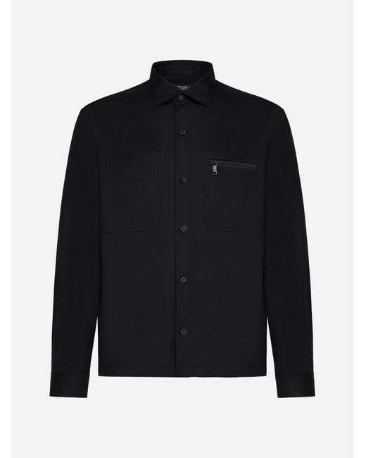 Zegna Black Techno-merino Overshirt for men