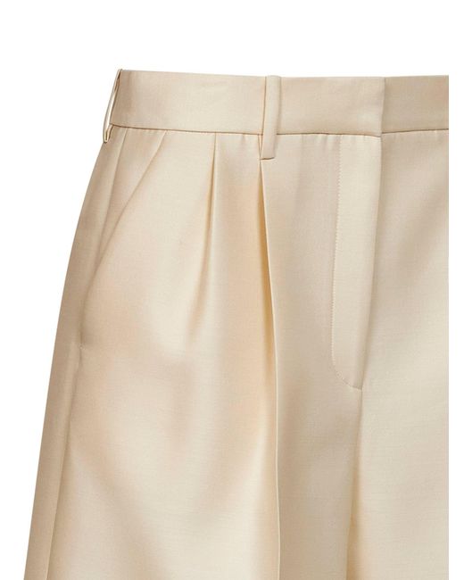 Khaite Natural Shorts Auggie Wool-Silk