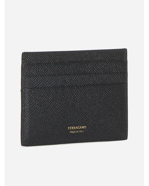Ferragamo Black Gancini Leather Card Holder for men