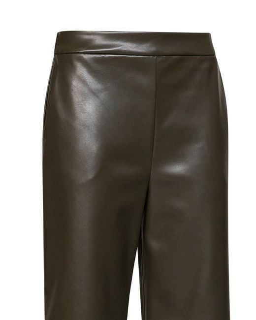 Max Mara Green Dark Khaki Coated Jersey Smmamati Cropped Trousers