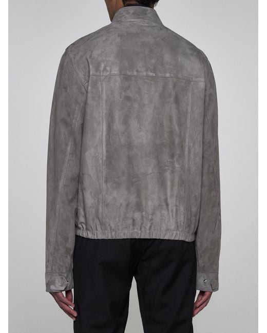 Low Brand Gray Suede Bomber Jacket for men