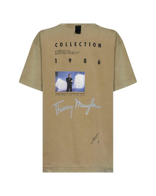 Mugler Green Khaki Cotton Jersey Logo T-Shirt