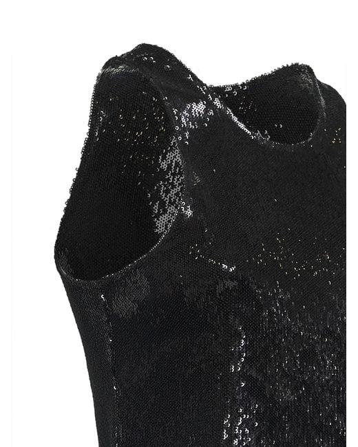 Totême Black Sequin Curved Tank Top