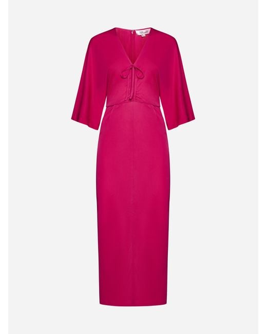 Diane von Furstenberg Pink Valerie Viscose Midi Dress