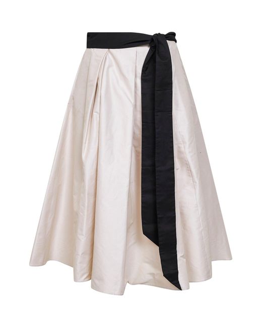Max Mara Blue Natural Taffeta Smmbaschi Midi Full Skirt