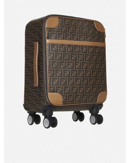 Fendi Gray Ff Fabric And Leather Trolley for men