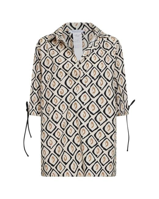 Max Mara White Shirt Printed Poplin