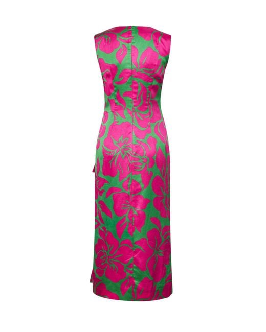 Dries Van Noten Pink Hawaiian Floral-Print Viscose Draped Midi Dress