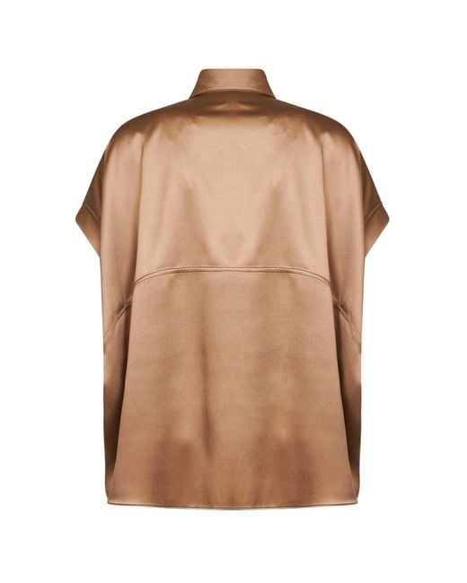 Brunello Cucinelli Brown Stretch Satin Monili Shirt