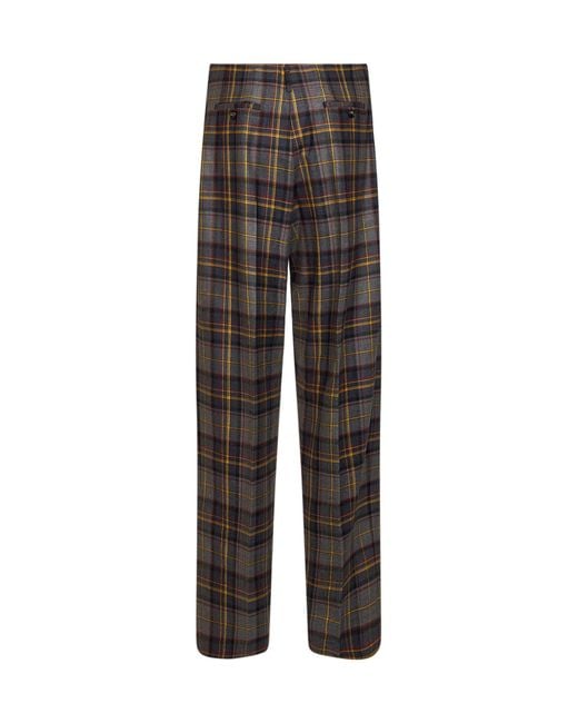 Etro Brown Check-Pattern Stretch Wool Trousers