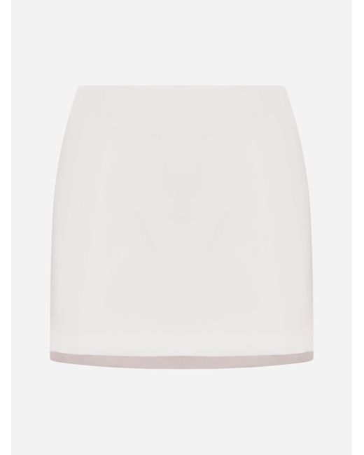 Sportmax White Adelchi Double Layer Silk Miniskirt