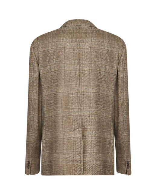 Etro Brown Prince Of Wales Wool Single-Breasted Blazer for men