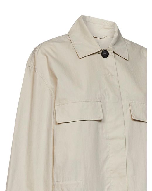 Totême Natural Oyster Cotton Blend Drawstring Utility Jacket