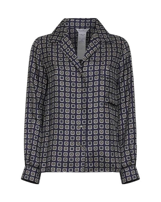Max Mara Gray Mxmdisco Printed Silk Shirt