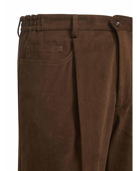 D 40 Brown Stretch Moleskin Bricklane Trousers for men