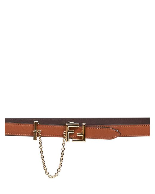 Fendi White Two-Tone Leather Reversible Ff Belt