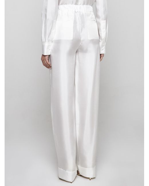 Blanca Vita White Petroy Silk Trousers