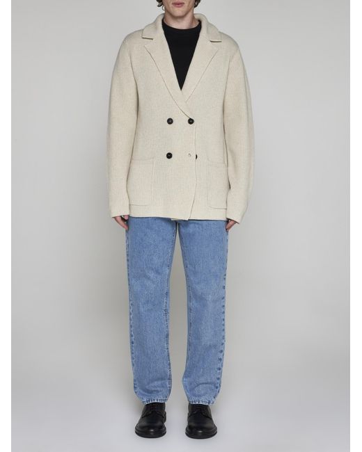 Roberto Collina White Wool And Cashmere Cardigan for men