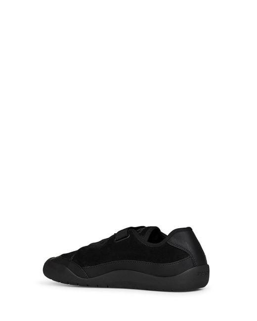 PRADA CALZATURE Black Leather And Mesh Fabric Speedrock Sneakers for men