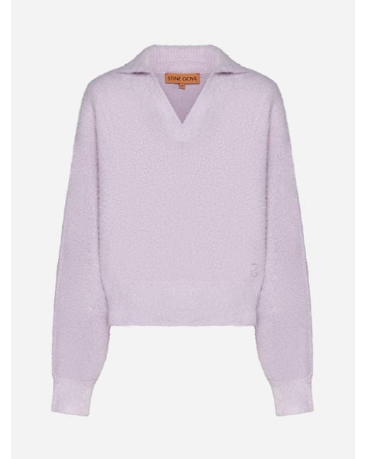 Stine Goya Purple Naia Fluffy Knit Sweater
