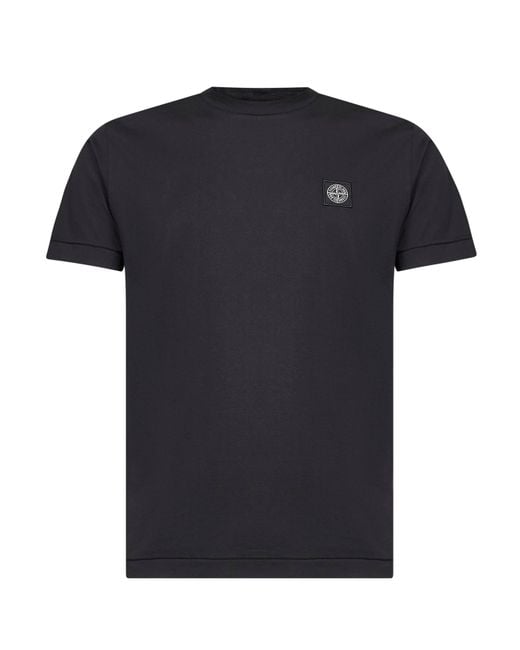 Stone Island Black Logo Cotton T-Shirt for men