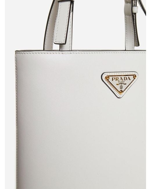 Prada White Leather Mini Tote Bag