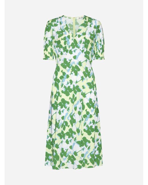 Diane von Furstenberg Green Jemma Print Viscose Dress