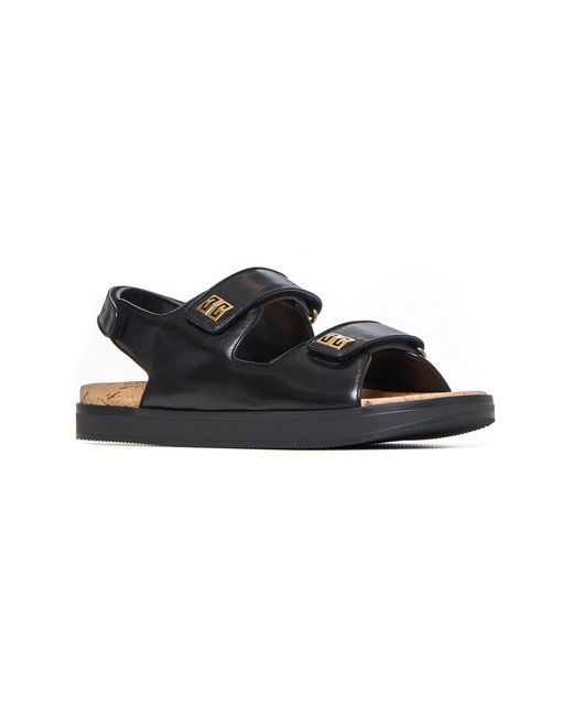 Givenchy Black 4G Leather Flat Sandals