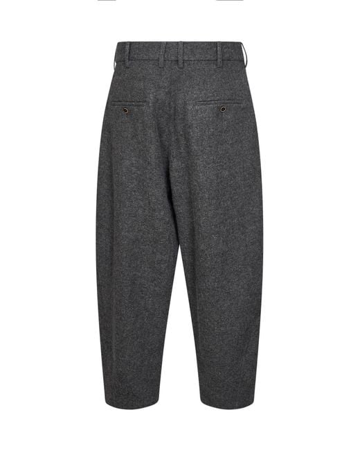 Uma Wang Gray Virgin Wool Patina Cropped Barrel Trousers for men