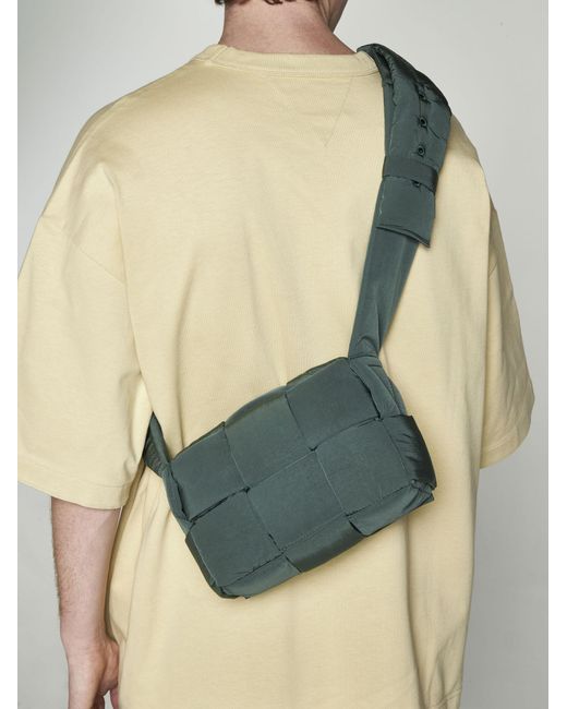 Bottega Veneta Gray Cassette Intreccio Nylon Small Bag for men