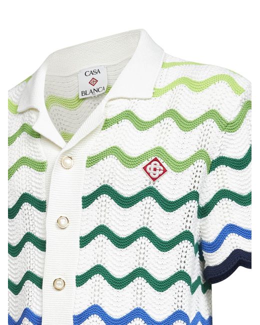 Casablanca White And Wave Crochet Cotton Shirt for men