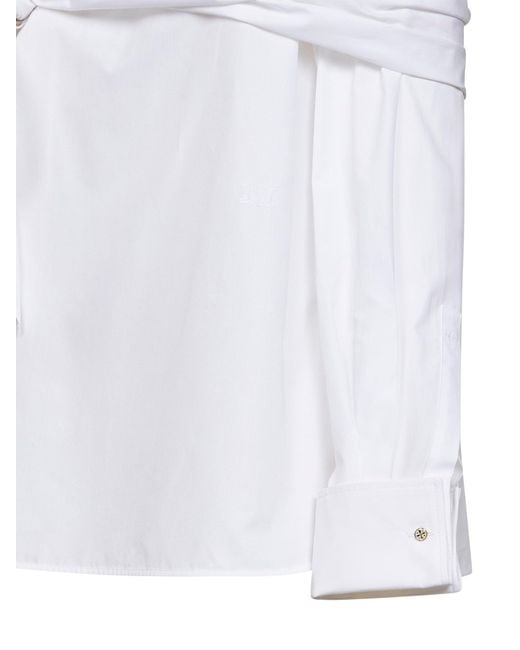 Max Mara White Poplin Mxmcurvone Blouse With Stole