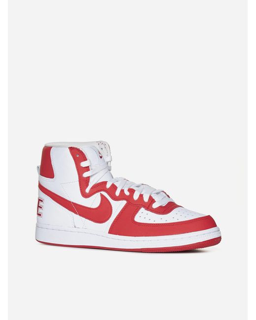 Nike Nike X Cdg Hp High Terminator Leather Sneakers in Red for Men | Lyst