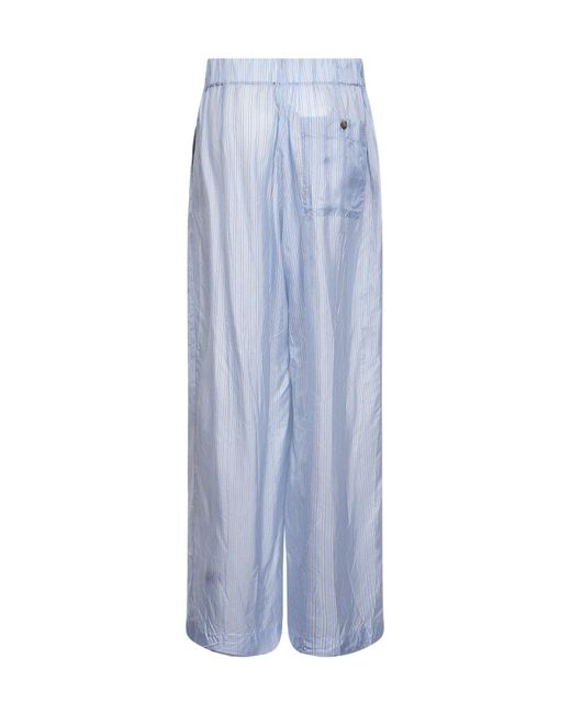 Dries Van Noten Blue Light Striped Cupro Wide-Leg Trousers