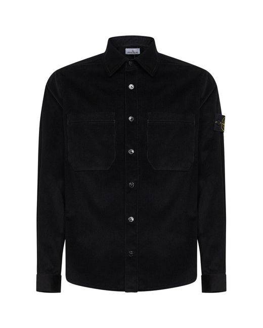 Stone Island Black Overshirt Micro-Corduroy for men