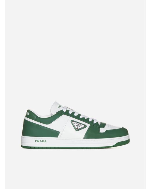 Prada Green Downtown Leather Sneakers for men