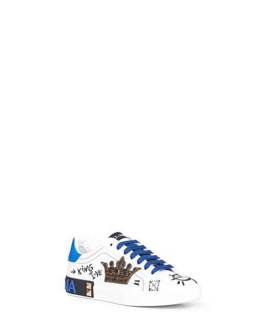 Dolce & Gabbana Blue Leather Portofino Sneakers for men