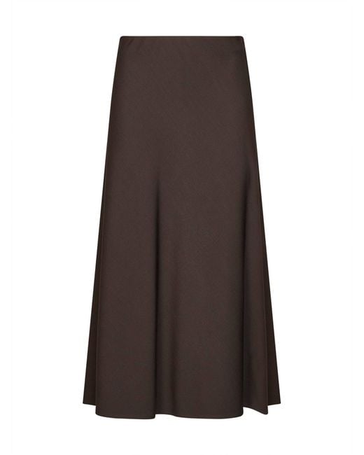 Brunello Cucinelli Brown Dark Chocolate Twill Flute Skirt