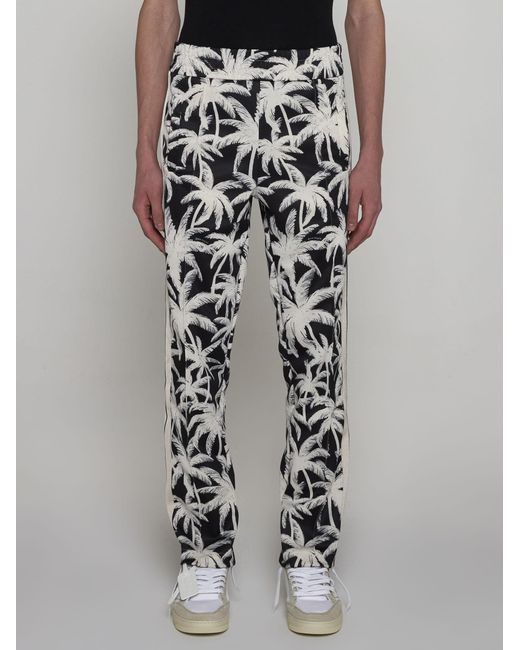 Palm Angels White All-over Palms Print Track Pants for men