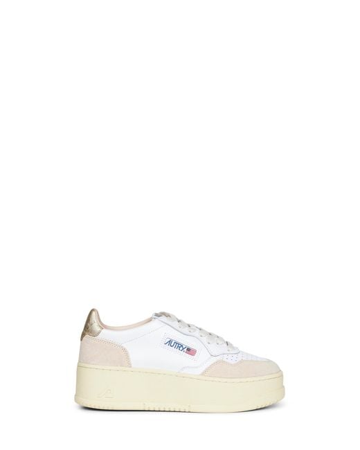 Autry White Leather And Suede Medalist Platform Sneakers