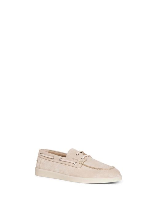 PRADA CALZATURE Natural Desert Suede Boat Shoes for men